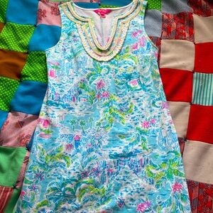 Lilly Pulitzer Harper Shift Dress “What a Lovely Place” pattern Size S